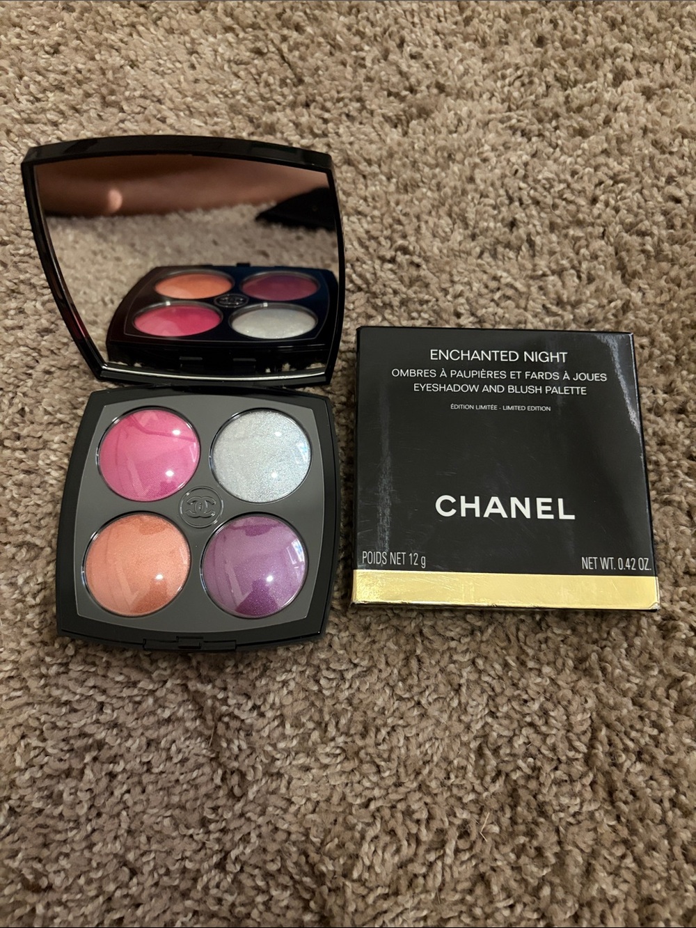 CHANEL Enchanted Night Eyeshadow & Blush Palette - Pink, Silver, Peach, Purple